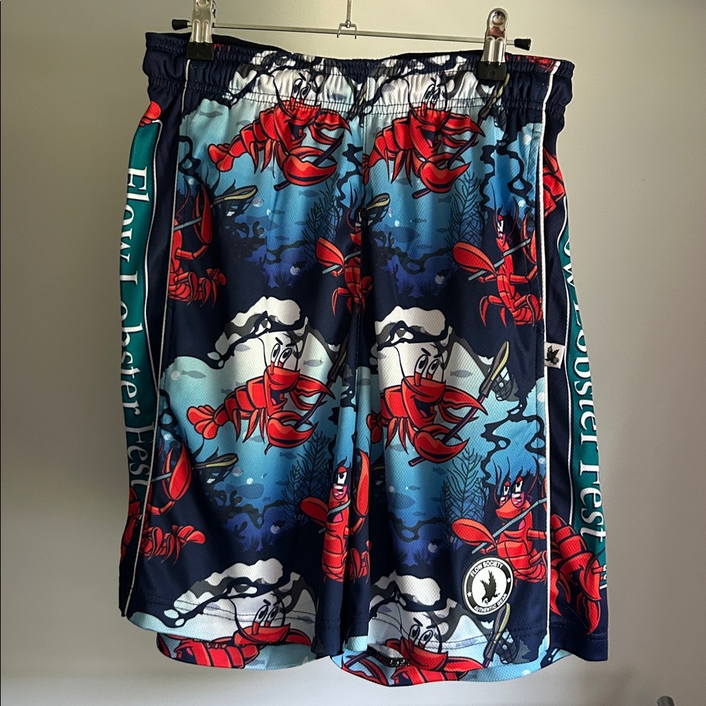 Flow Society men’s shorts. Size men’s small. Lobster lacrosse design. NWT!